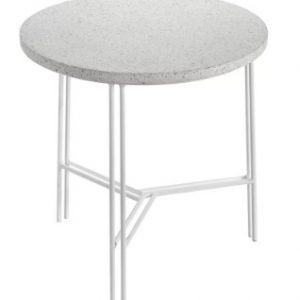 metaal A. Sciortino bijzet  met blad in terrazzo wit - Medium