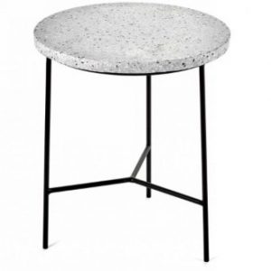 metaal A. Sciortino bijzet  met blad in terrazzo zwart -small