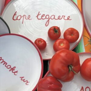 unieke handgemaakte bordjes rood